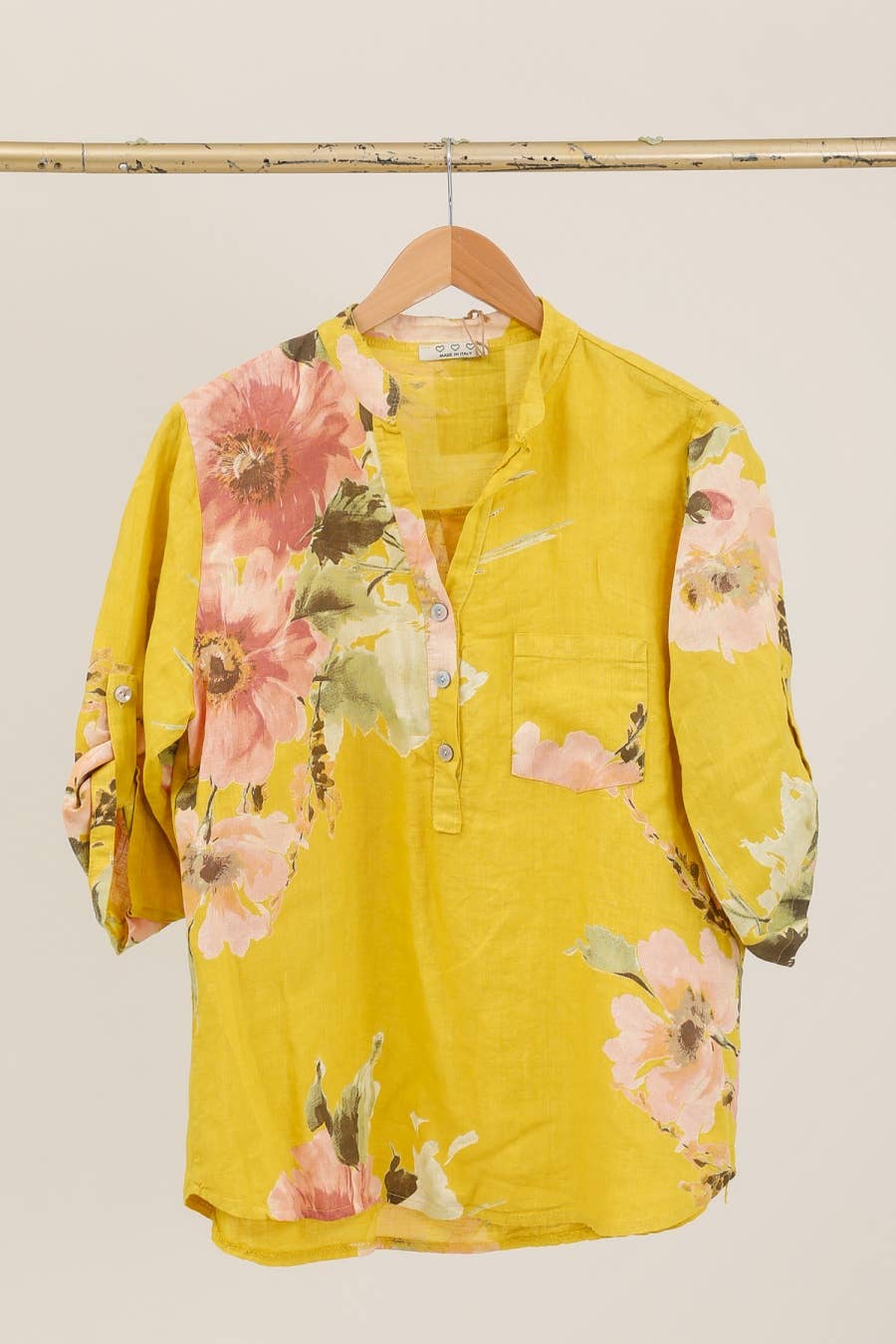 Floral O/S Linen Blouse