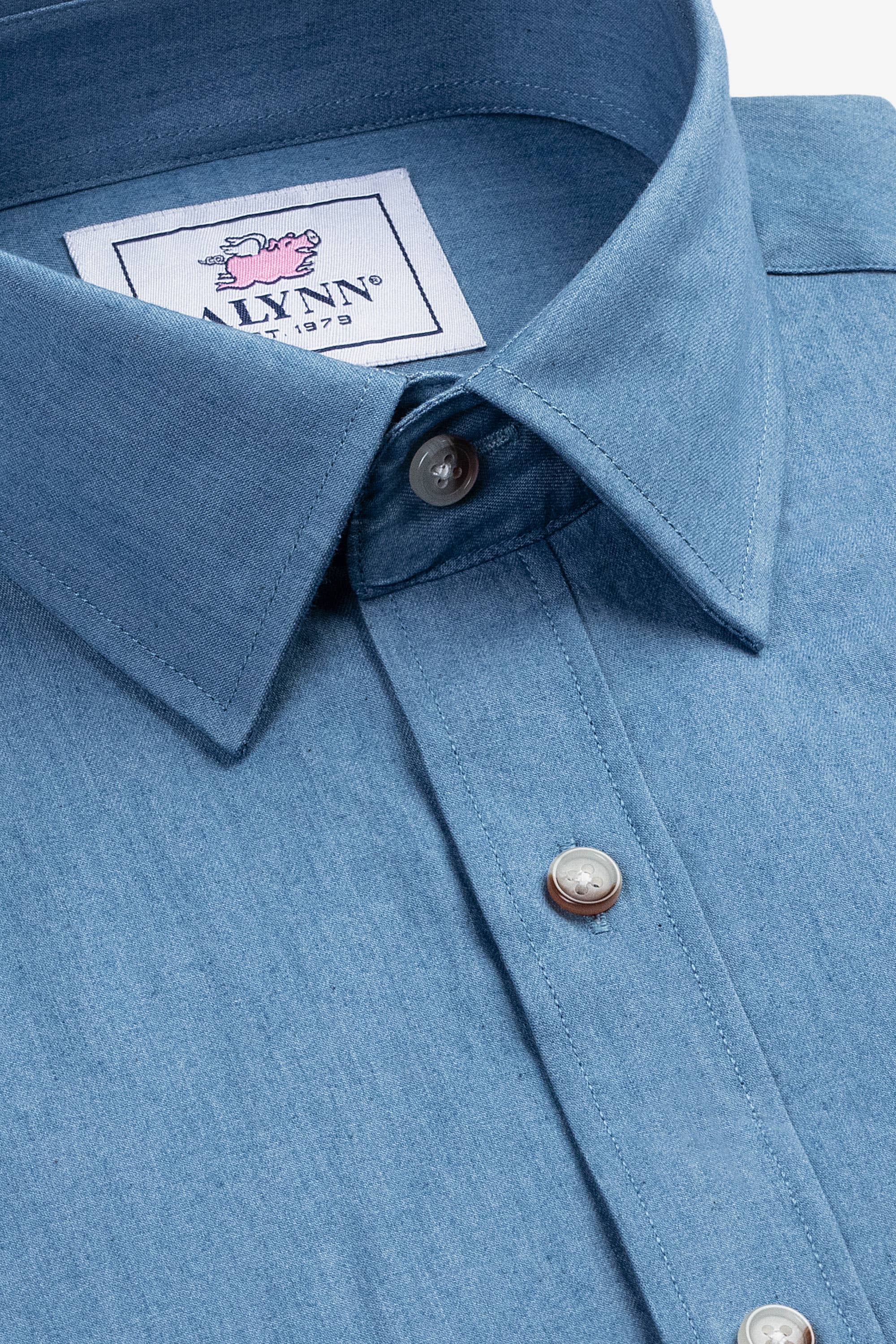 Liam Denim lte Blue Untuckable slim Fit Dress Shirt by Alynn