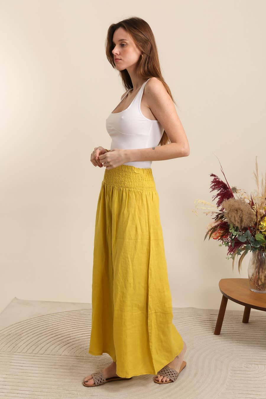 100% Linen Wide Leg Pants