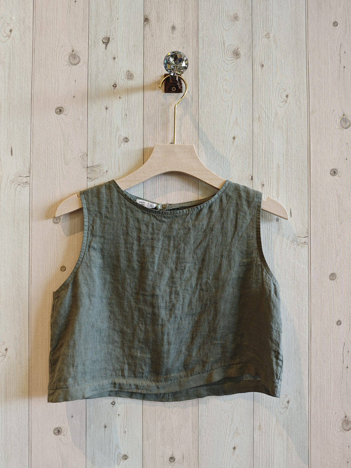 Italian Linen Sleeveless Crop Top – view 16