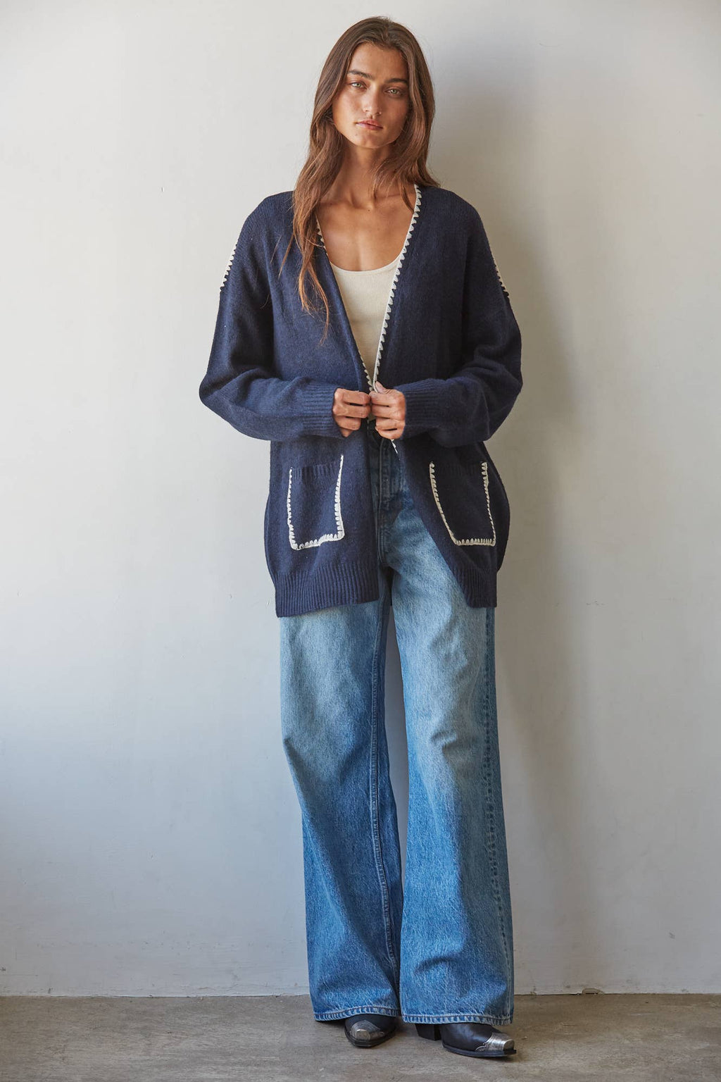 Knit Sweater Open Cardigan