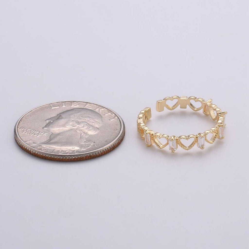 Gold Heart Ring Open Heart RinG Adjustable
