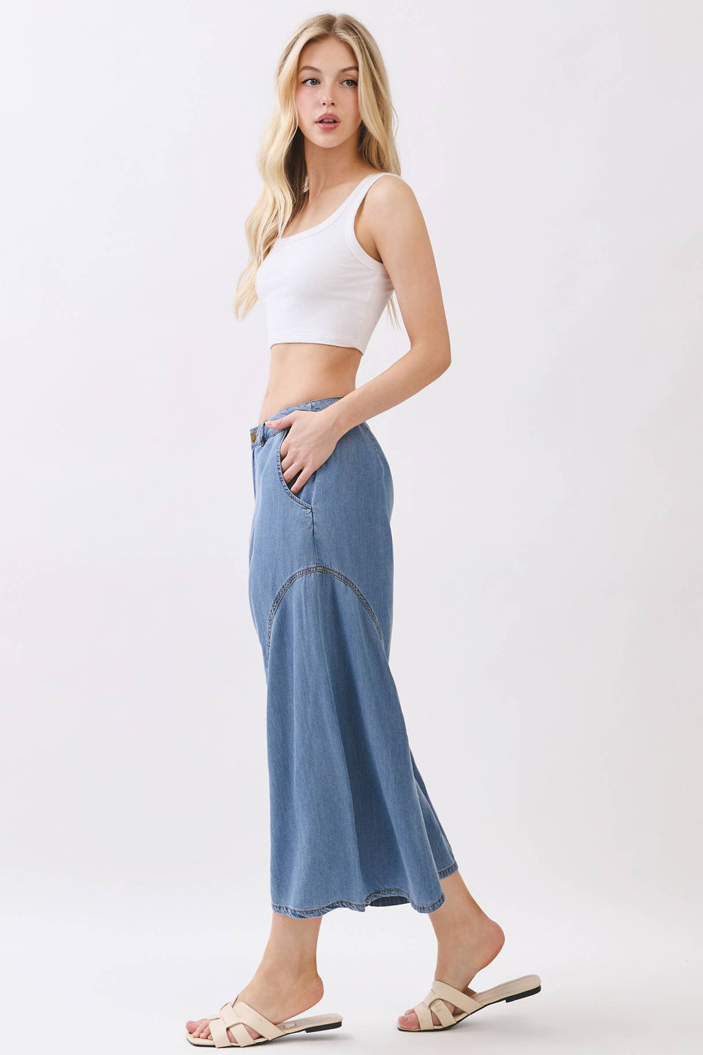 TENCEL DENIM CROP PANTS