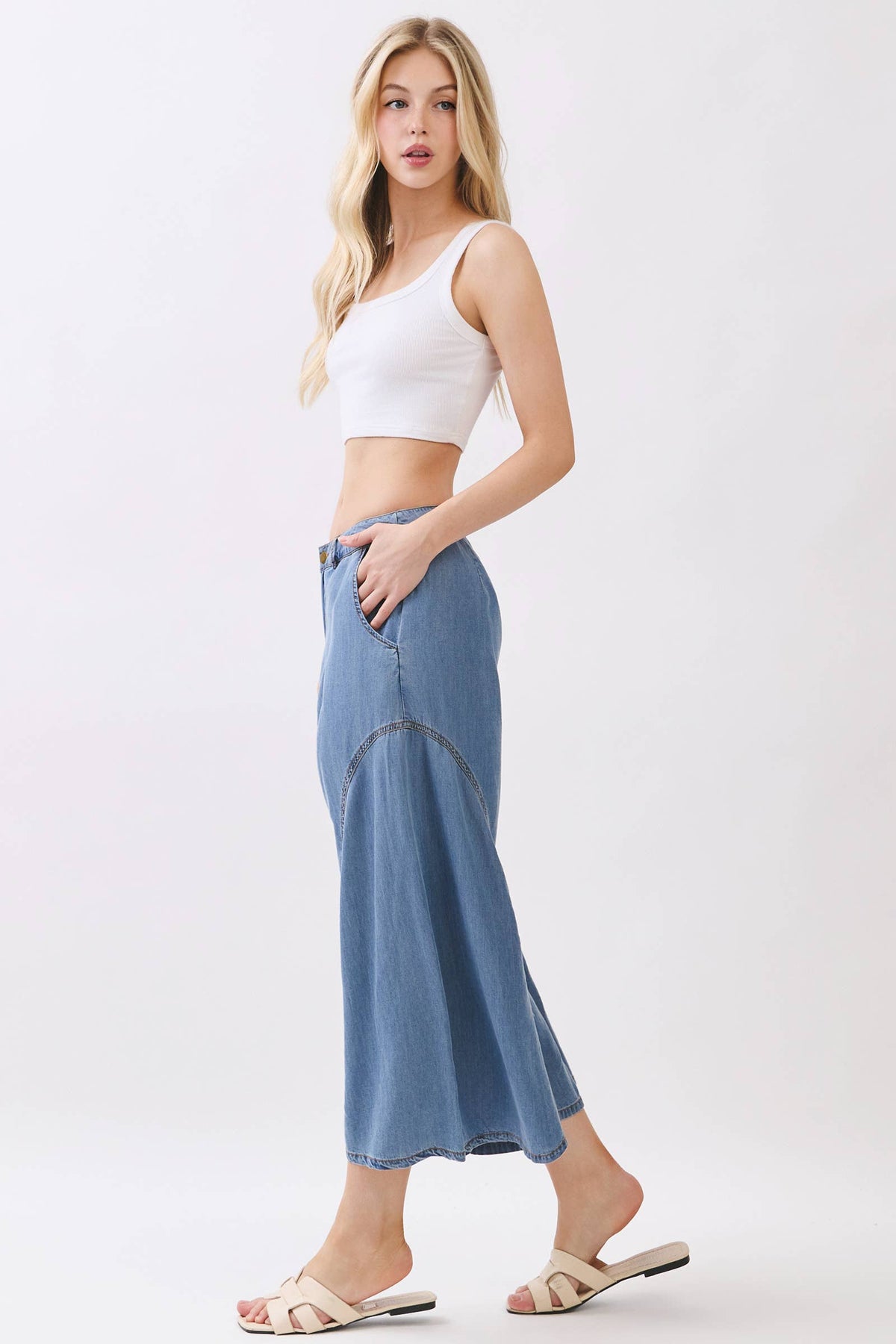 TENCEL DENIM CROP PANTS