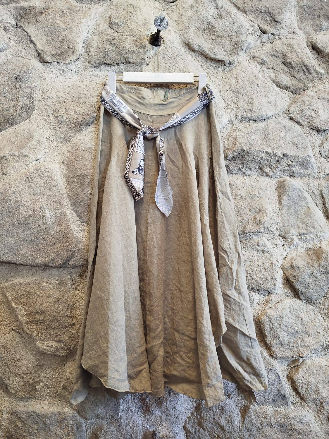 100% LINEN SKIRT W/SCARF BLT