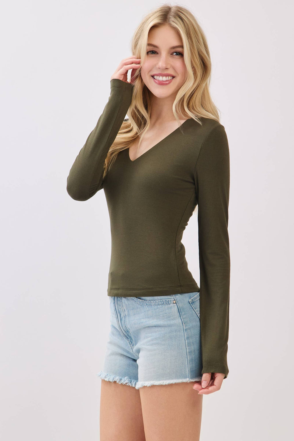 Double Layer V-Neck Knit Top