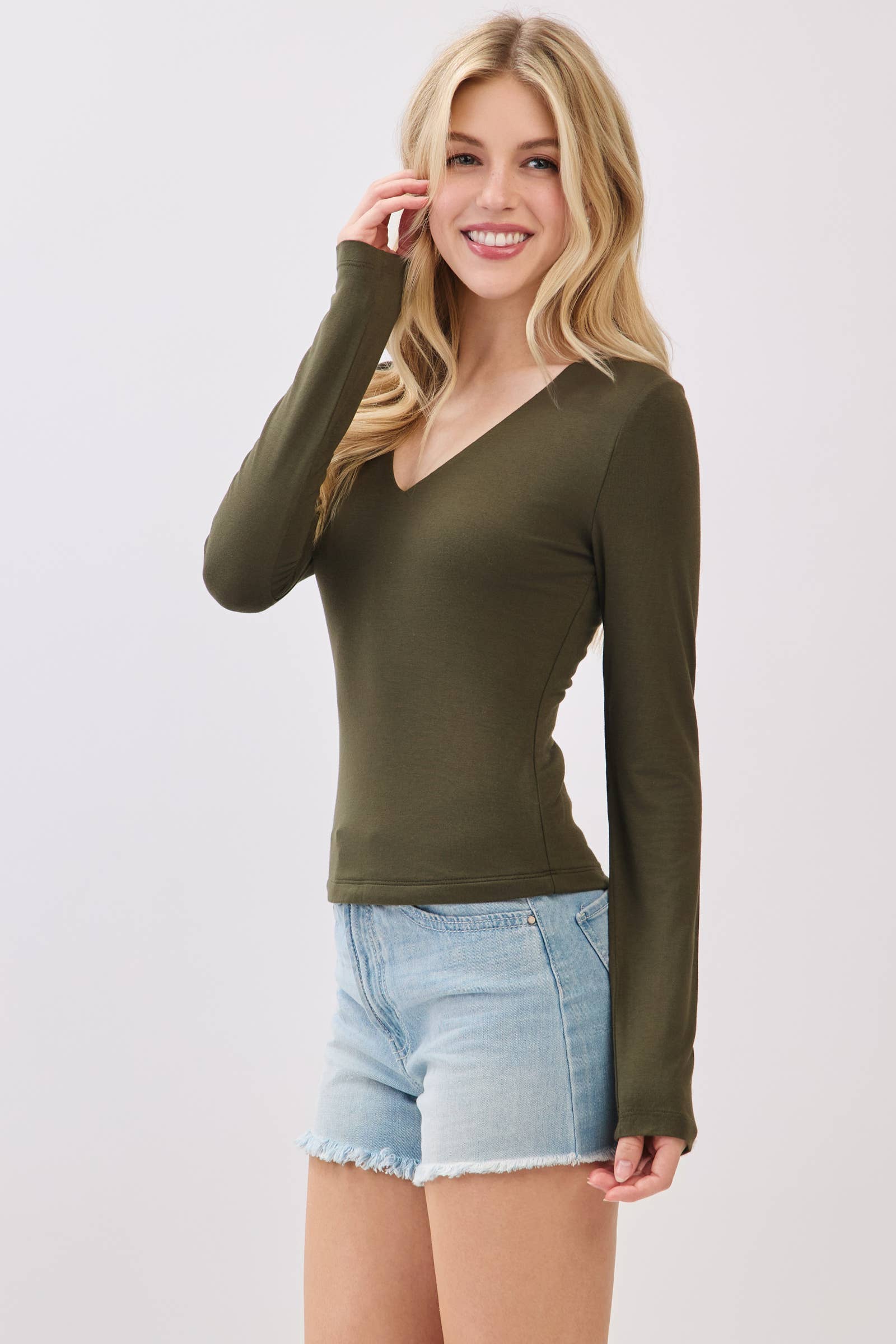 Double Layer V-Neck Knit Top
