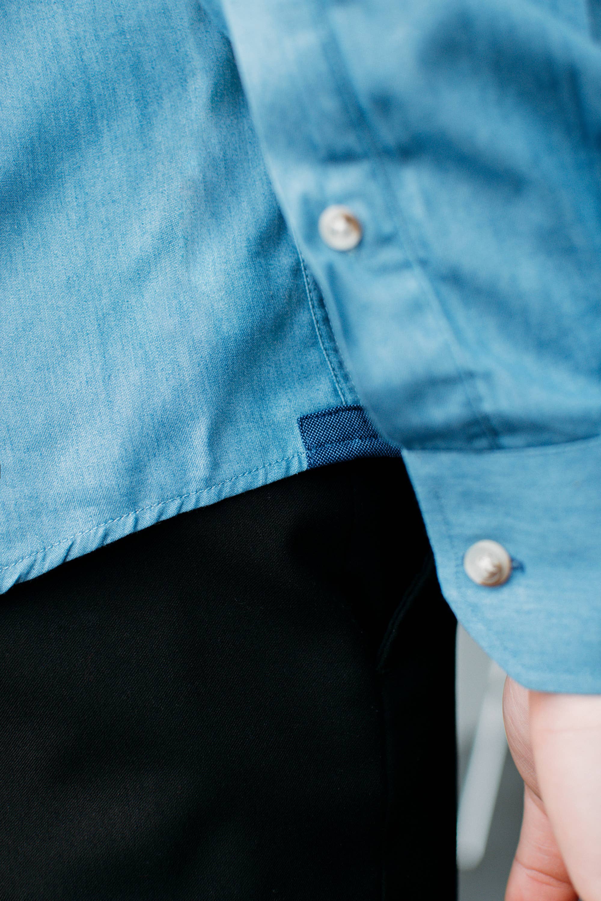 Liam Denim lte Blue Untuckable slim Fit Dress Shirt by Alynn