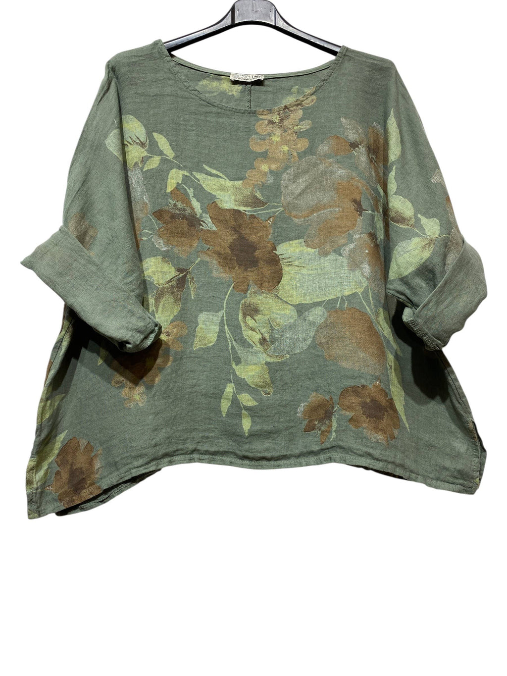 LINEN BLOUSE W/Flower Print