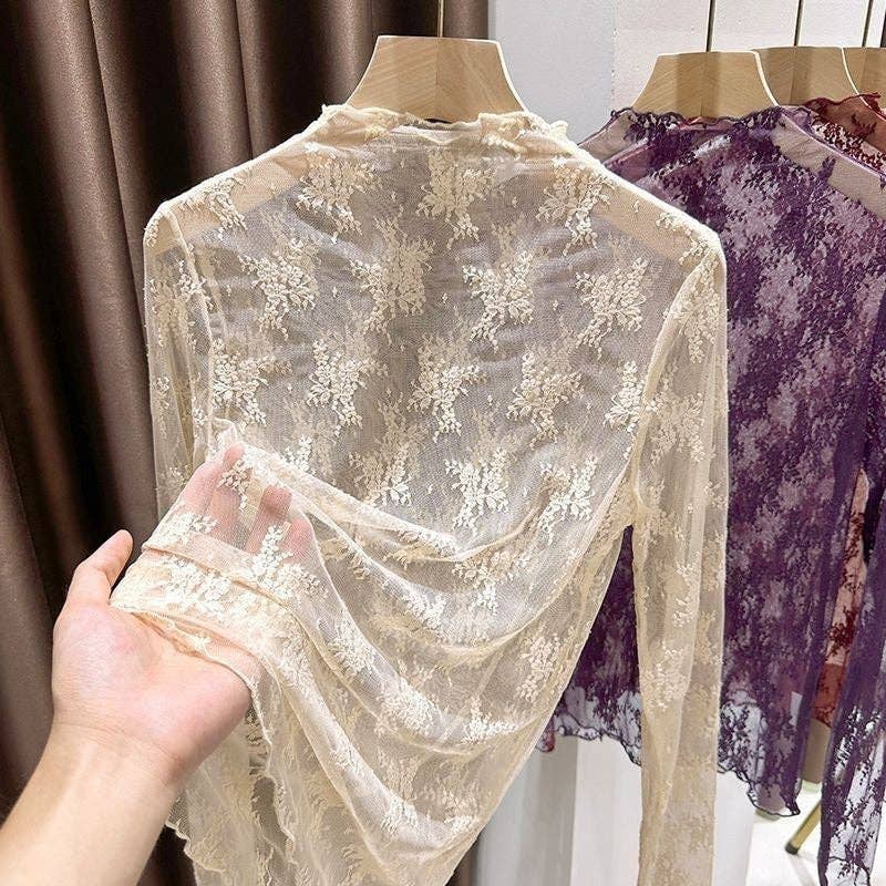 Floral Lace Sheer Long Sleeve