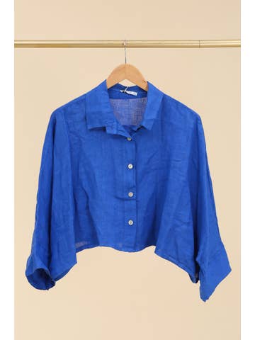 SHORT LINEN JACKET/SHIRT: LILAS