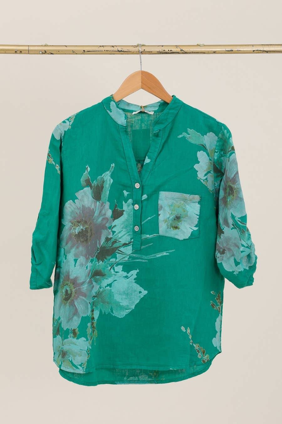 Floral O/S Linen Blouse