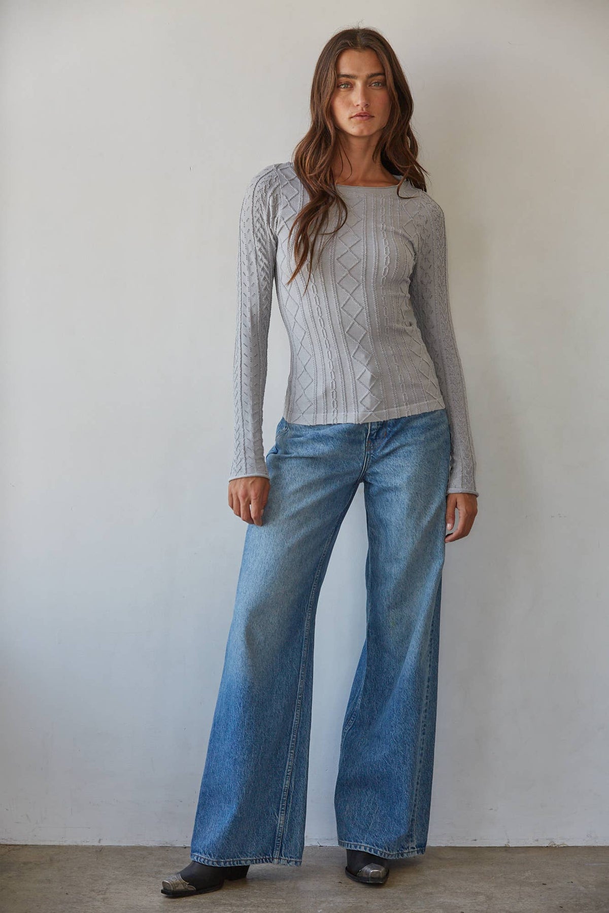 Knit Round Neck Long Sleeve Top
