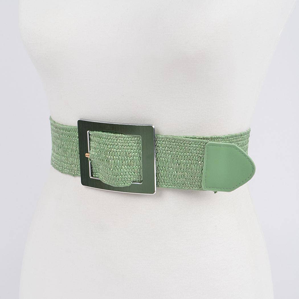 Rectangle Metal Buckle Elastic Belt
