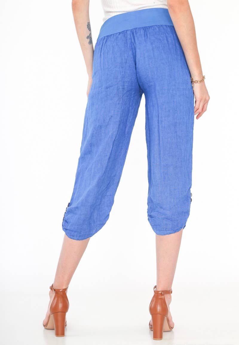 Italian Linen Capri Pants: BEIGE