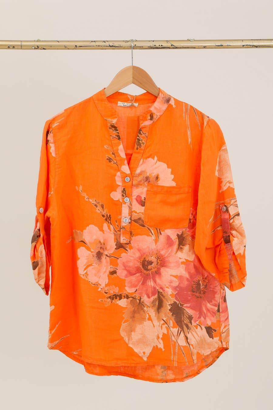 Floral O/S Linen Blouse
