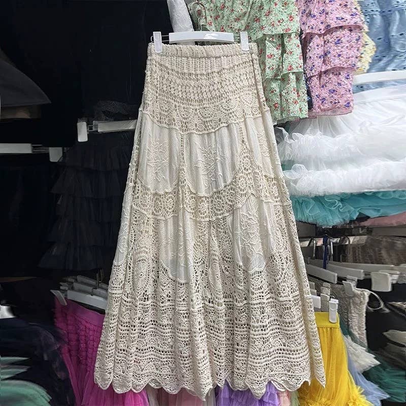 Bohemian Lace Skirt O/S with Crochet
