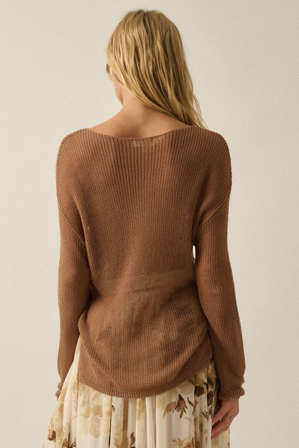 Lightweight Knit Loose-Fit Boatneck Sweater