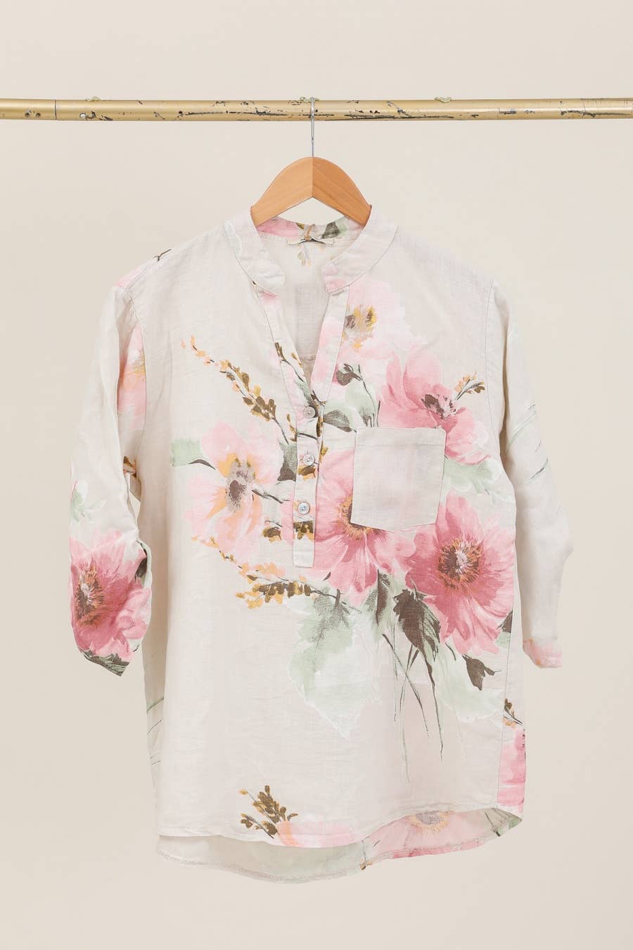 Floral O/S Linen Blouse