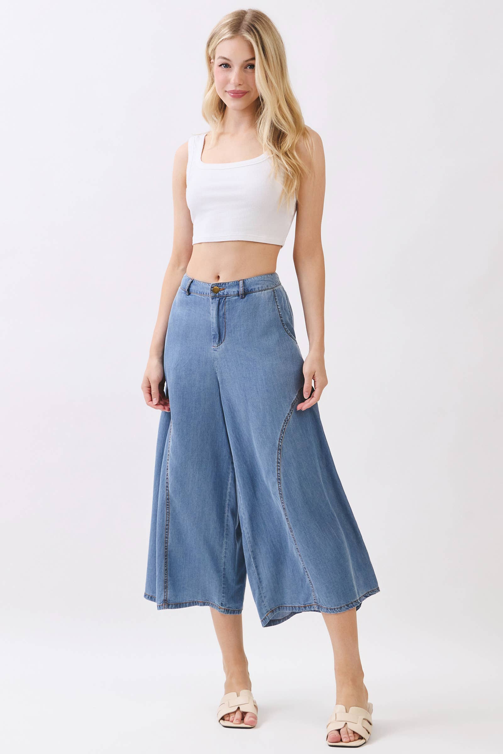 TENCEL DENIM CROP PANTS