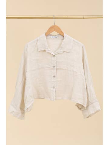 SHORT LINEN JACKET/SHIRT: Beige