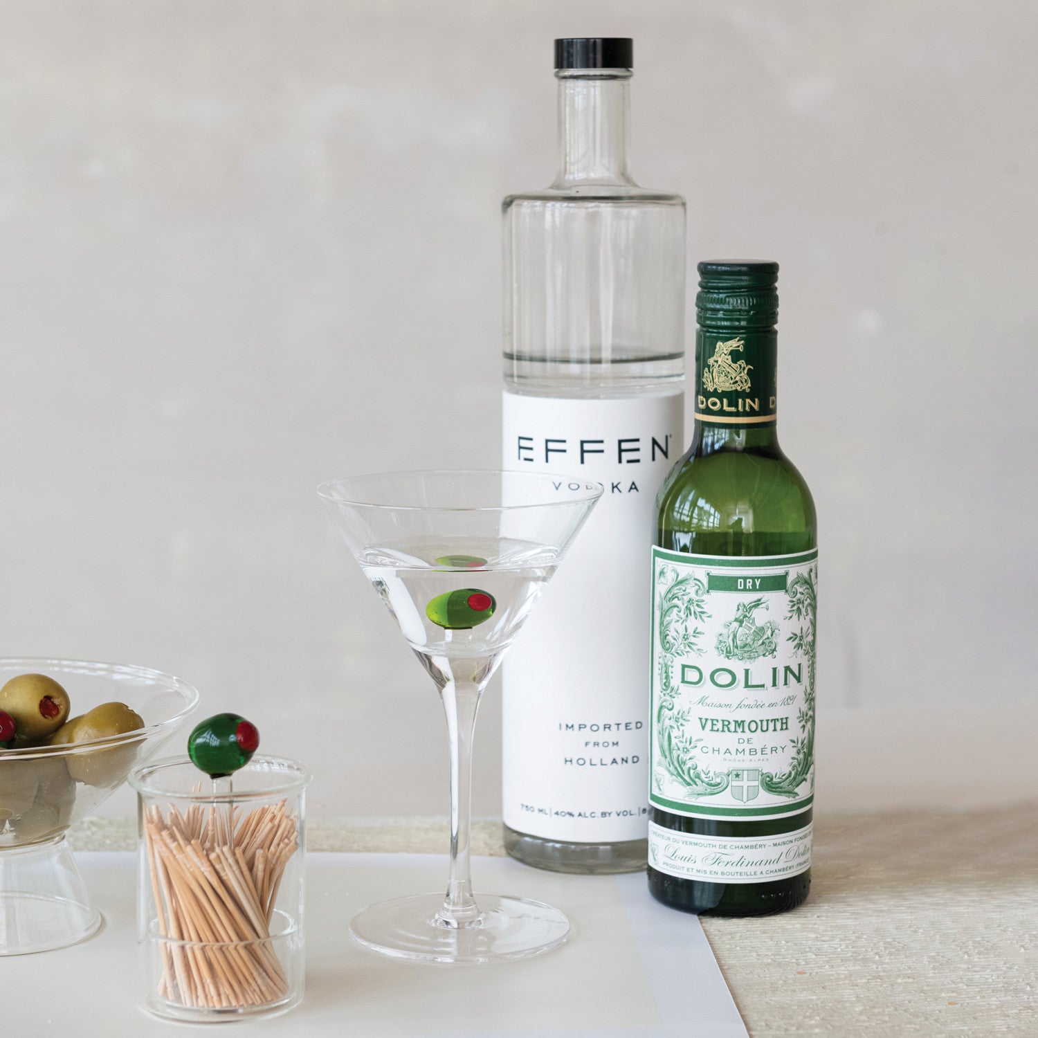 6 oz. Stemmed Martini Glass with Olive Inside