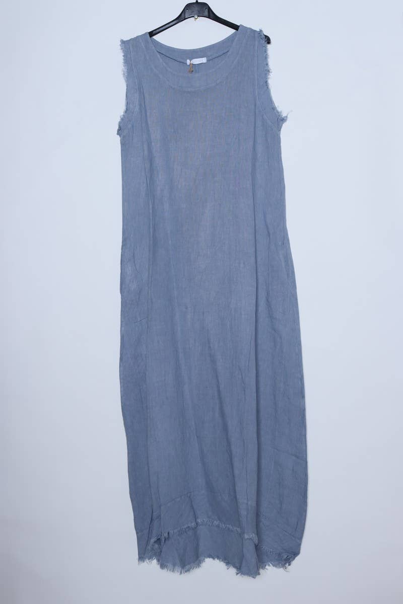 Sleeveless long dress 100% Linen