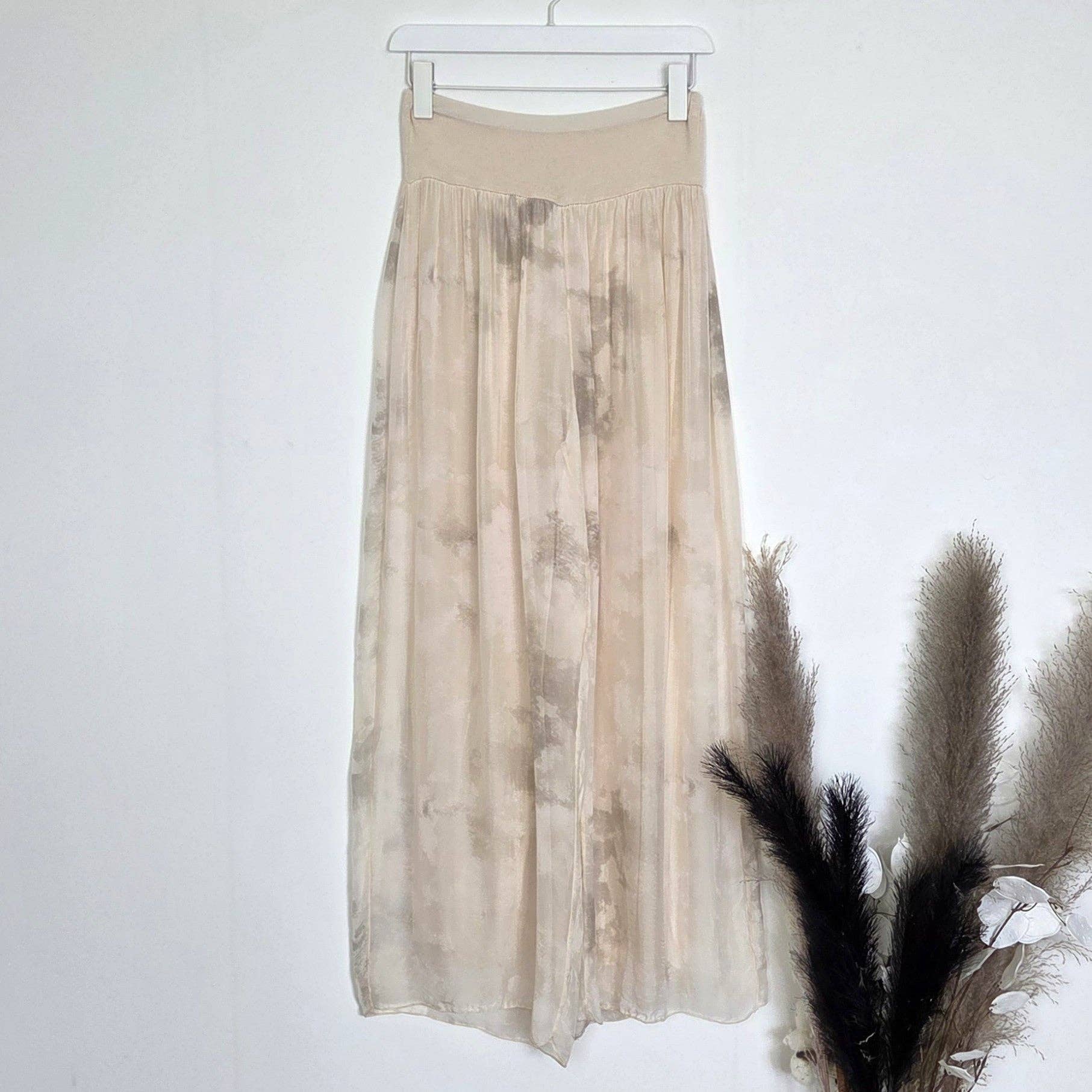 Silk blend pants w/shaded print
