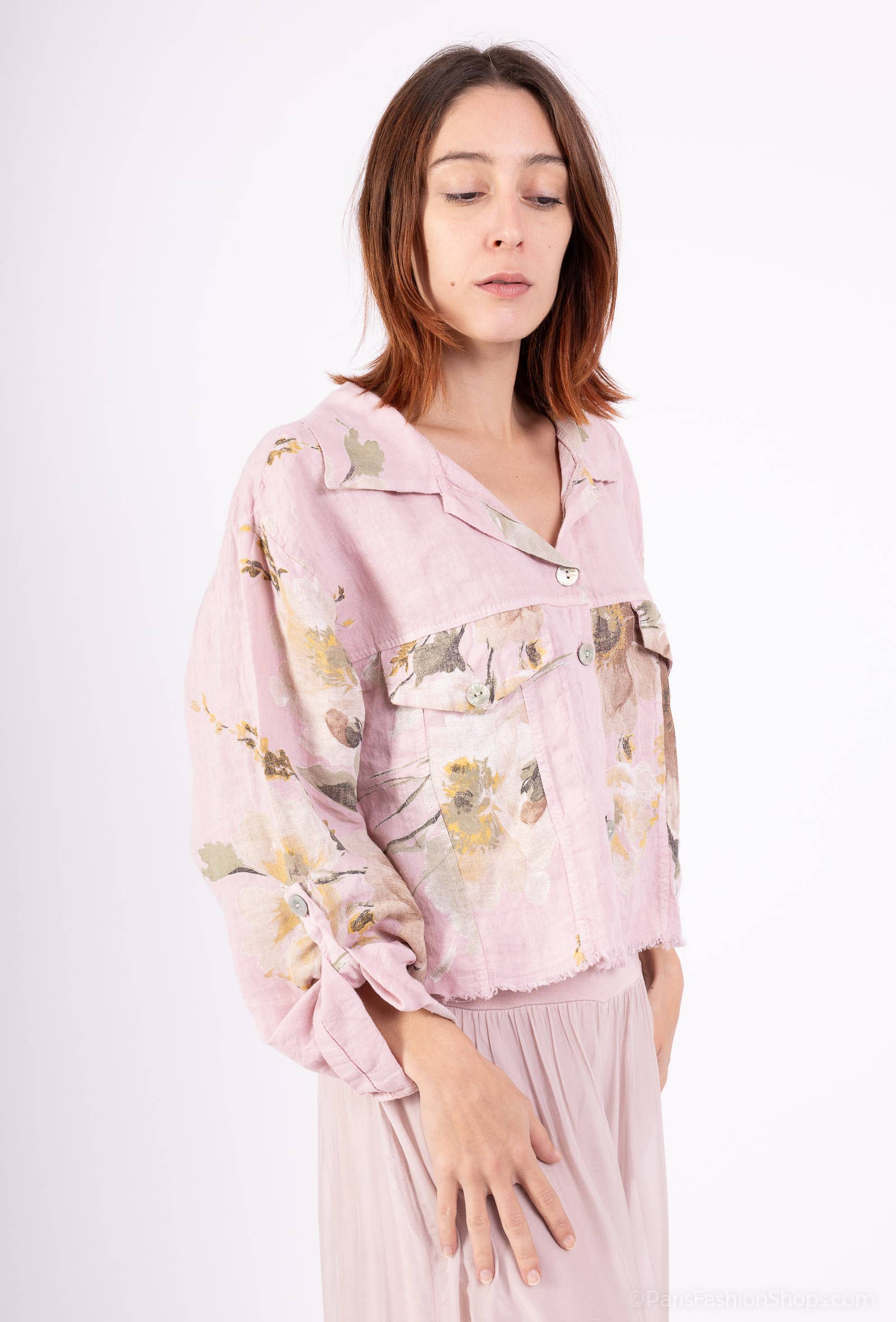 Floral linen jacket