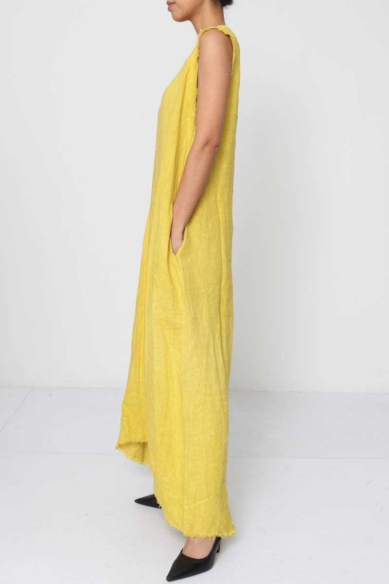 Sleeveless long dress 100% Linen