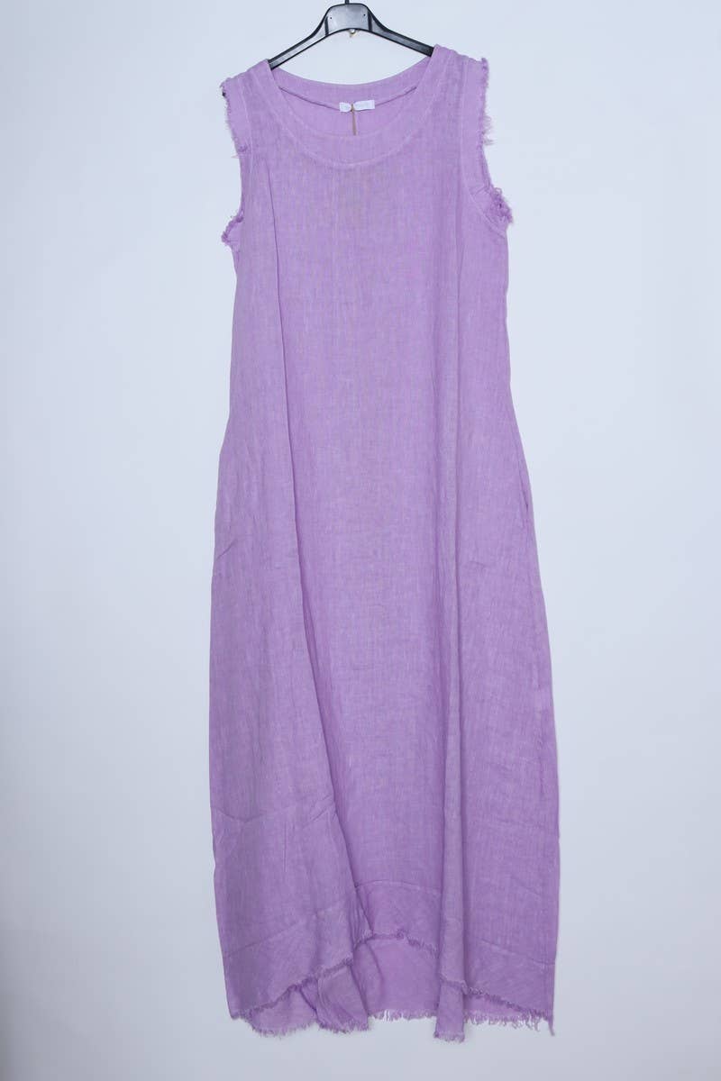 Sleeveless long dress 100% Linen
