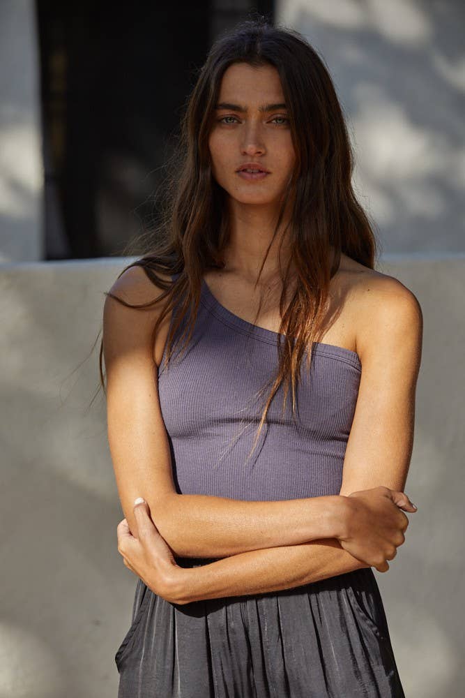 One Shoulder Ribbed Top