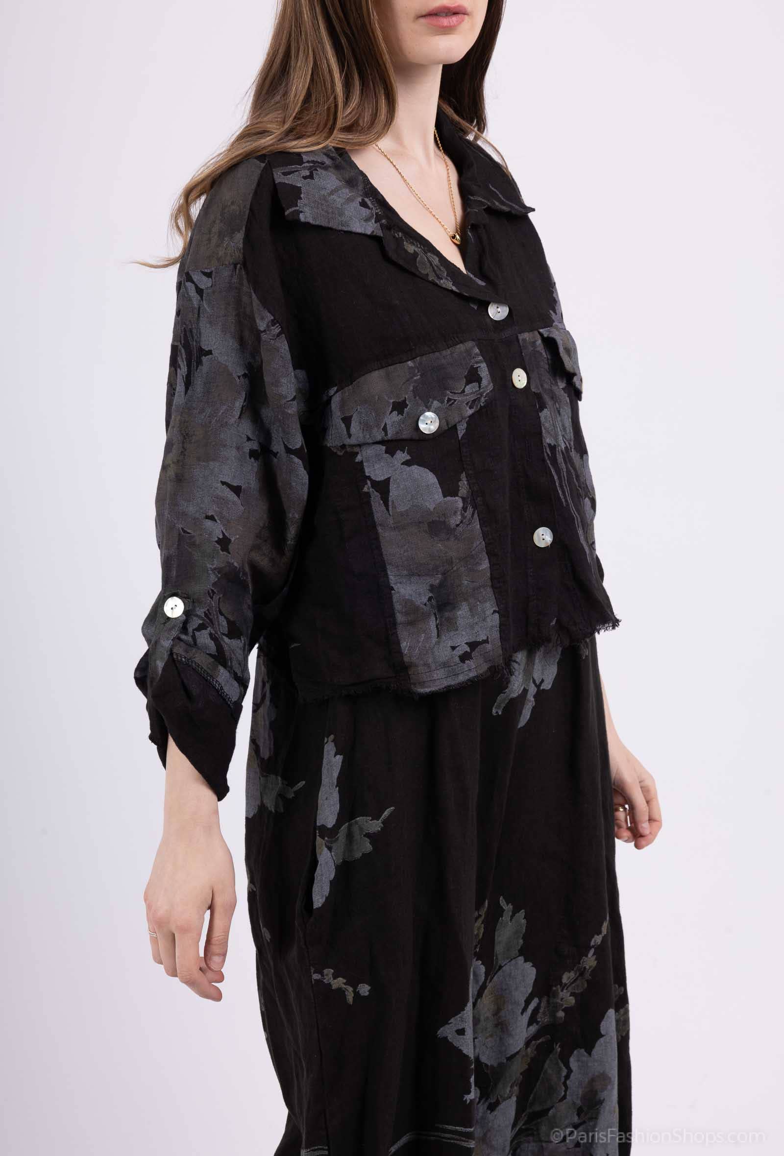 Floral linen jacket
