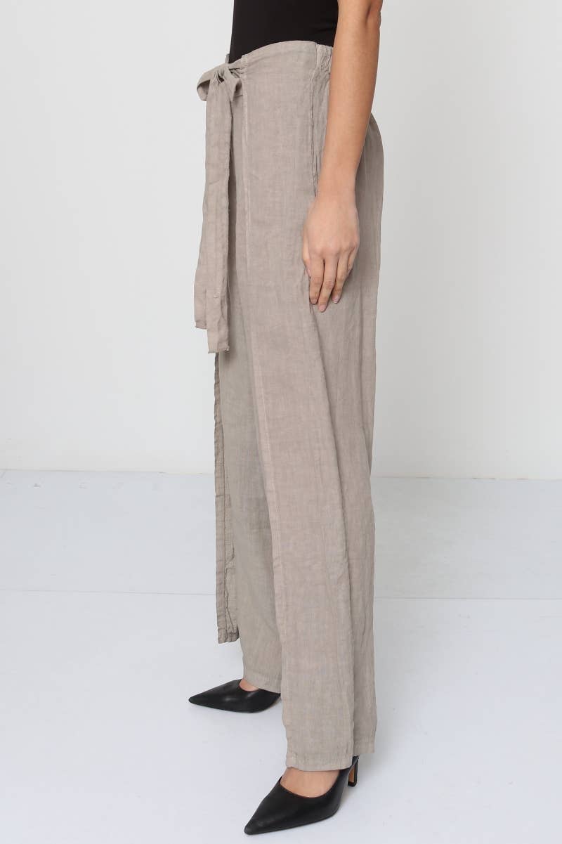 Front Tie Linen Pants