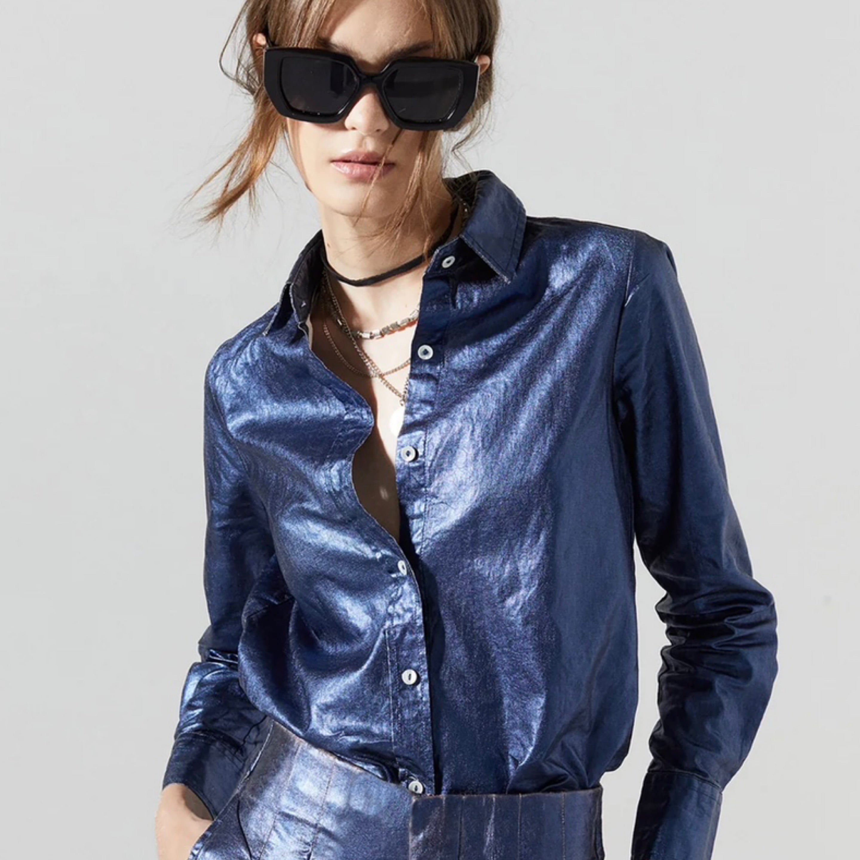 San Marino Metallic Linen Shirt