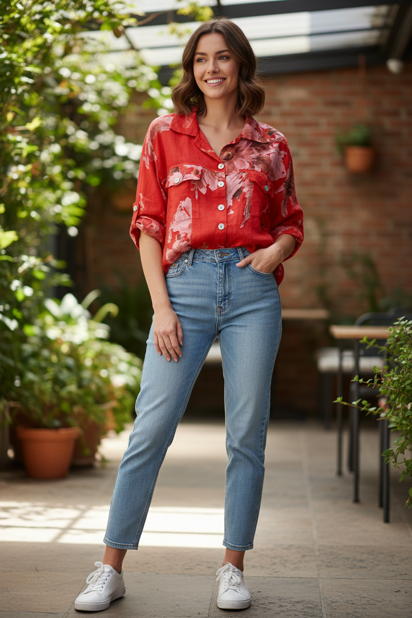 Floral linen jacket