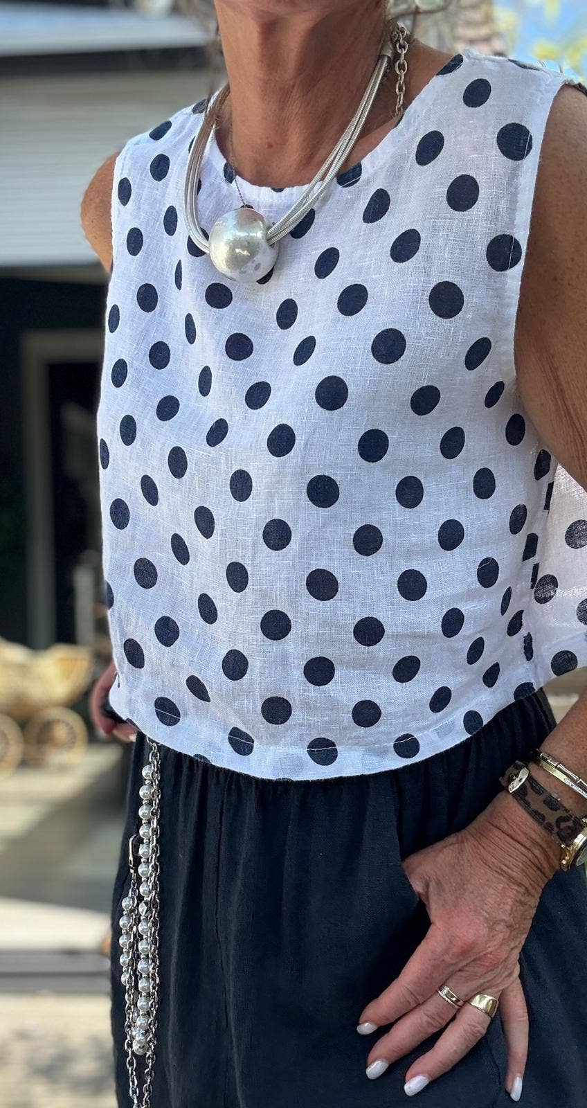 LINEN POLKA DOT CP