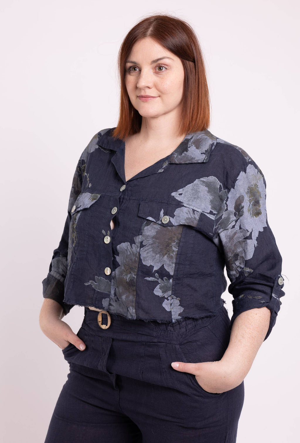 Floral linen jacket