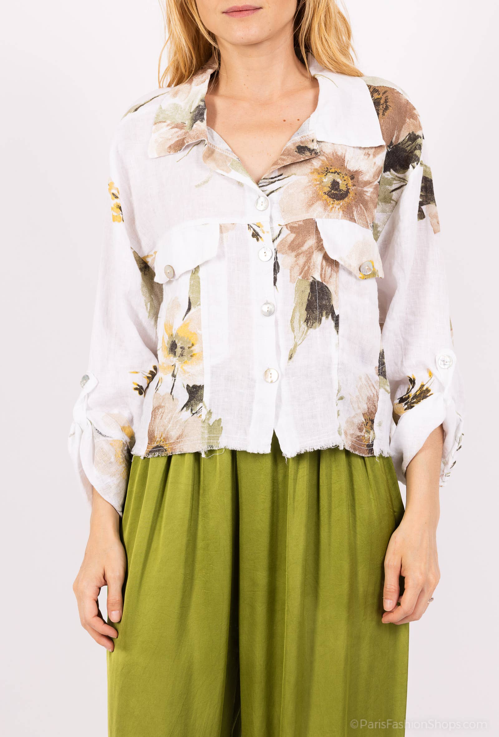 Floral linen jacket