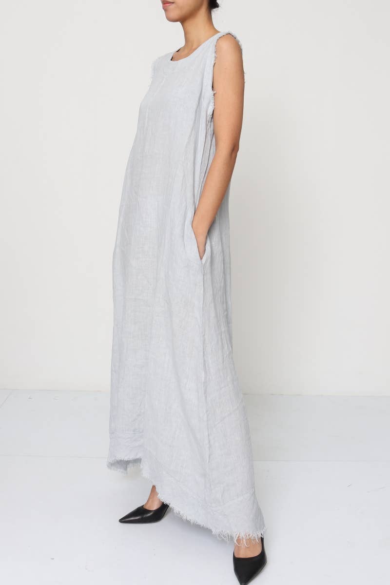 Sleeveless long dress 100% Linen