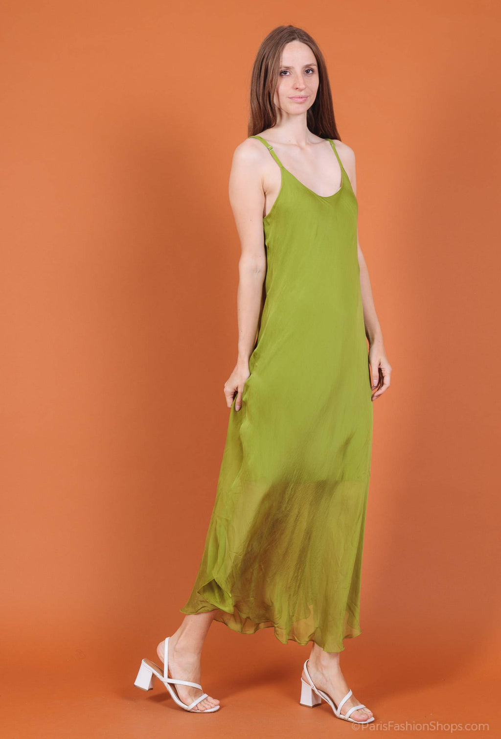 Bias-cut silk dress