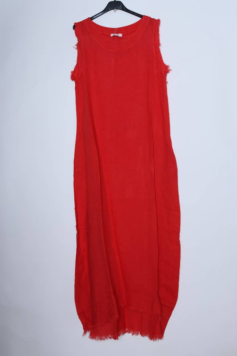 Sleeveless long dress 100% Linen