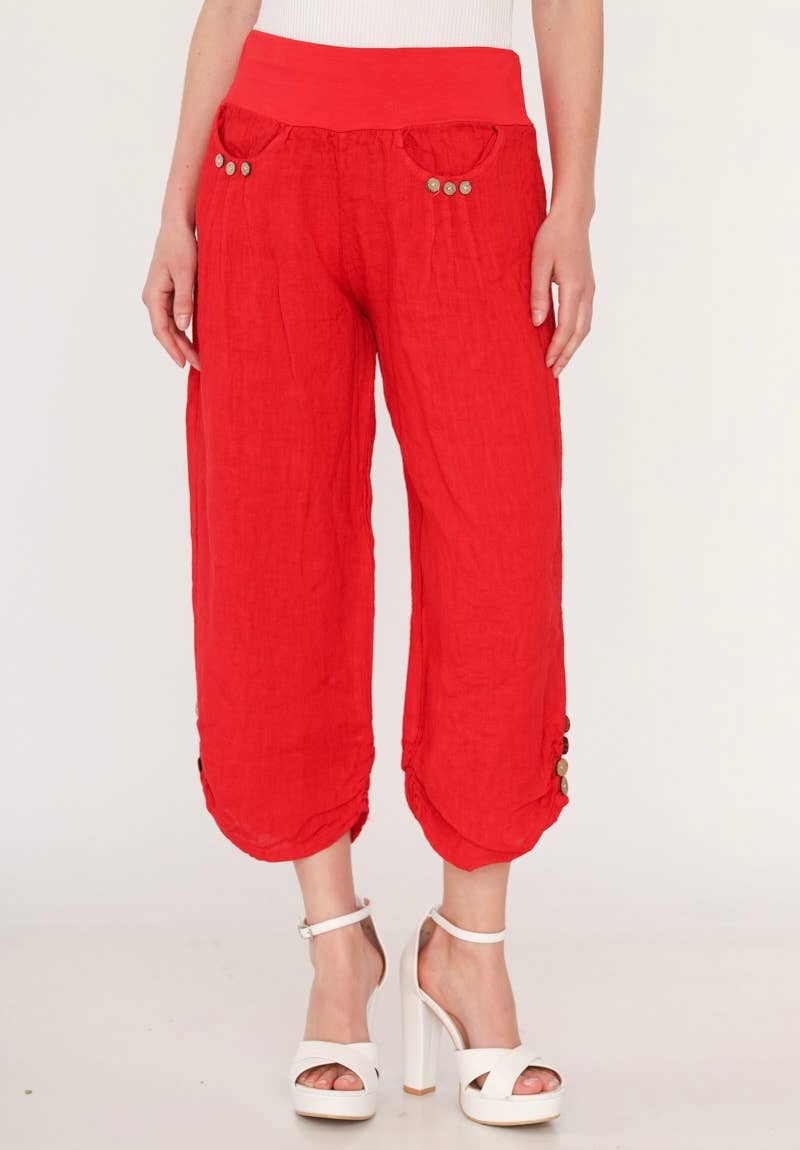 100% LINEN cropped pants