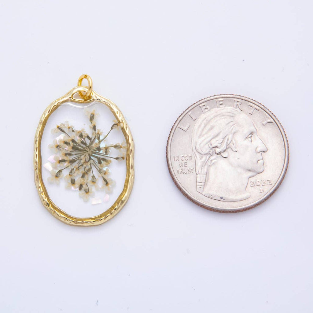 18K GF Oval Resin Wildflower