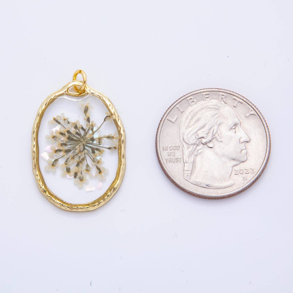 18K GF Oval Resin Wildflower