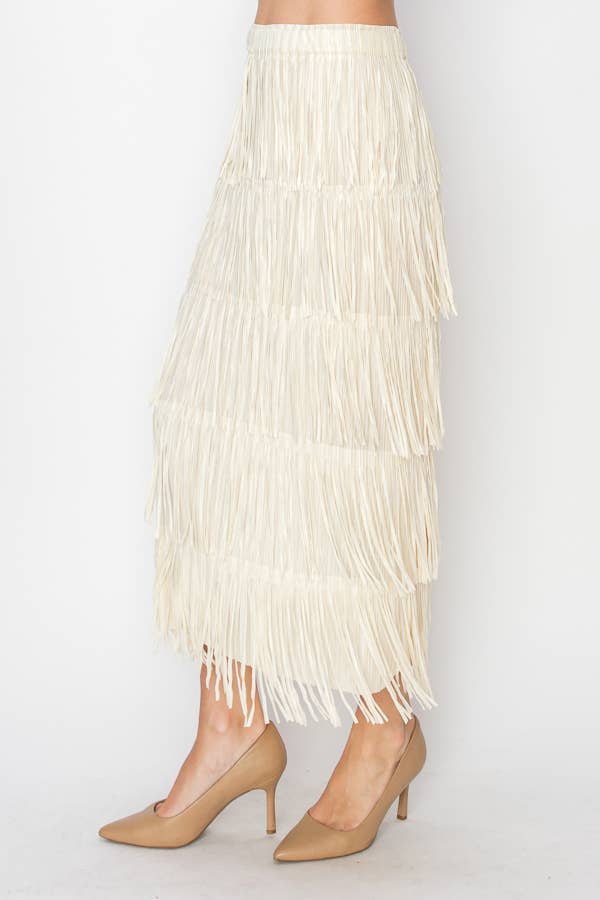 Layered Fringe Tiered Skirt