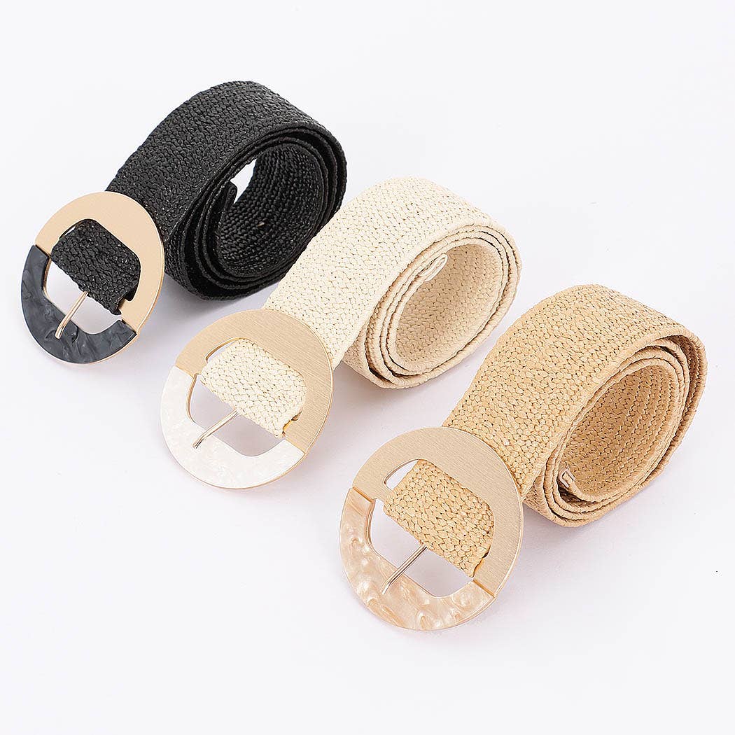 Marble Metal Buckle Stretch Belt