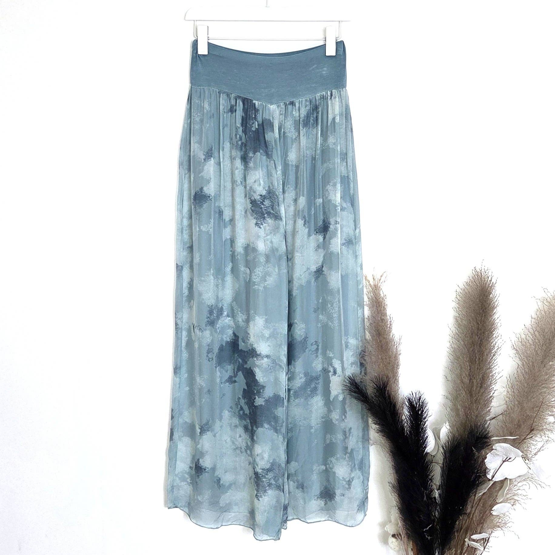 Silk blend pants w/shaded print
