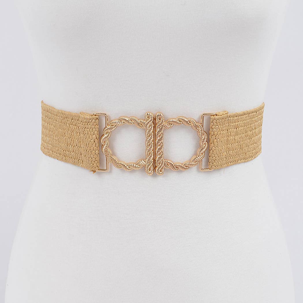 Metal Faux Straw Elastic Belt