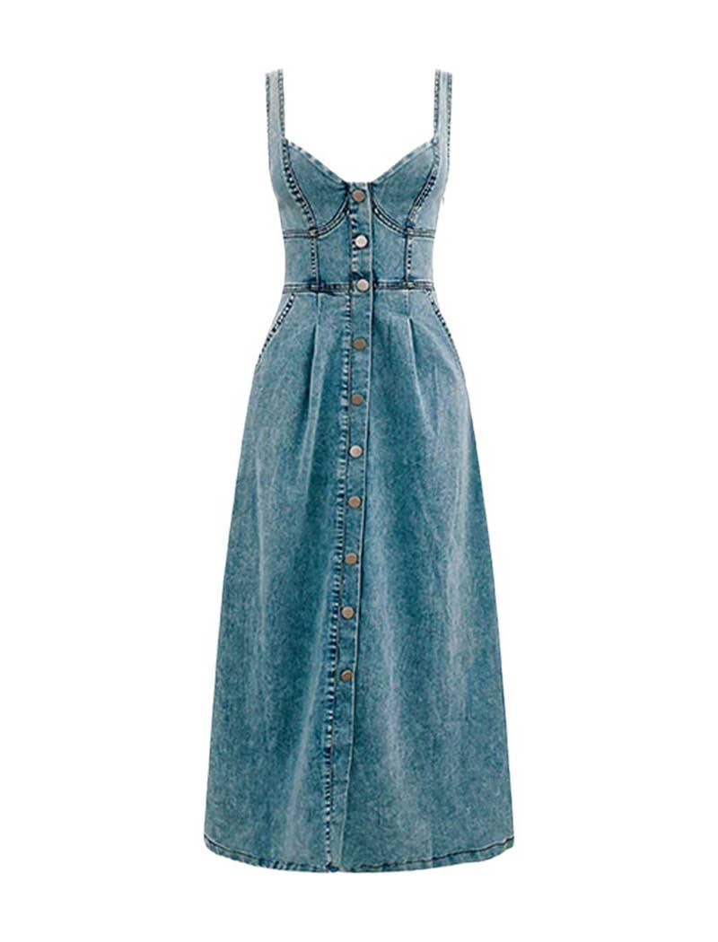 Buttoned Denim Dress